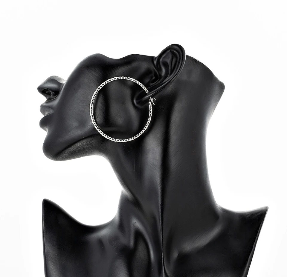 Стразы, маленькие и большие серьги-кольца для женщин, Bijoux, классика, новинка, модные ювелирные изделия, опт, милый подарок, E602