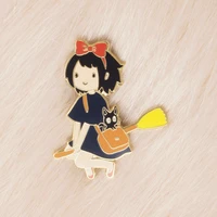 kikis delivery services hard enamel pin pastel cartoon animal cute gigi cat gold brooch hayao miyazakis anime fan collect badge