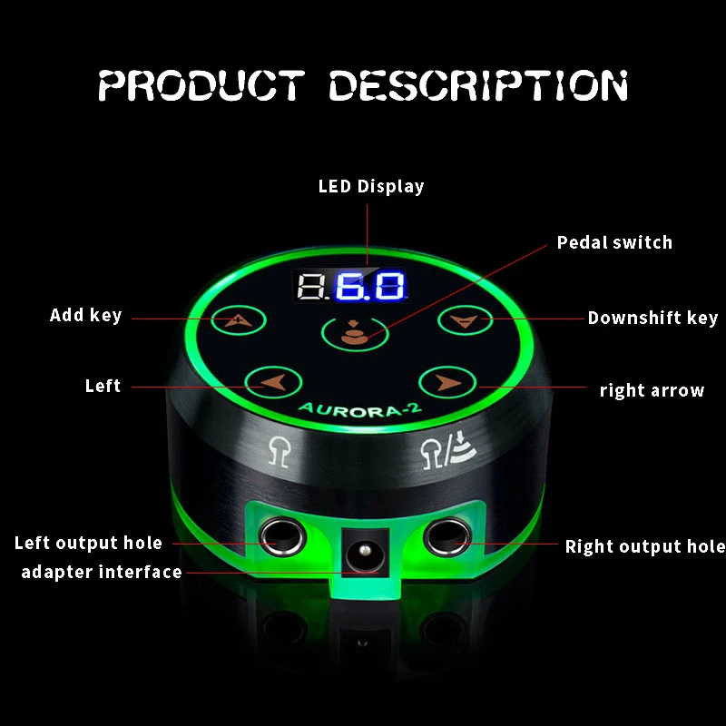 Новейший профессиональный мини блок питания для татуировок AURORA II с адаптером