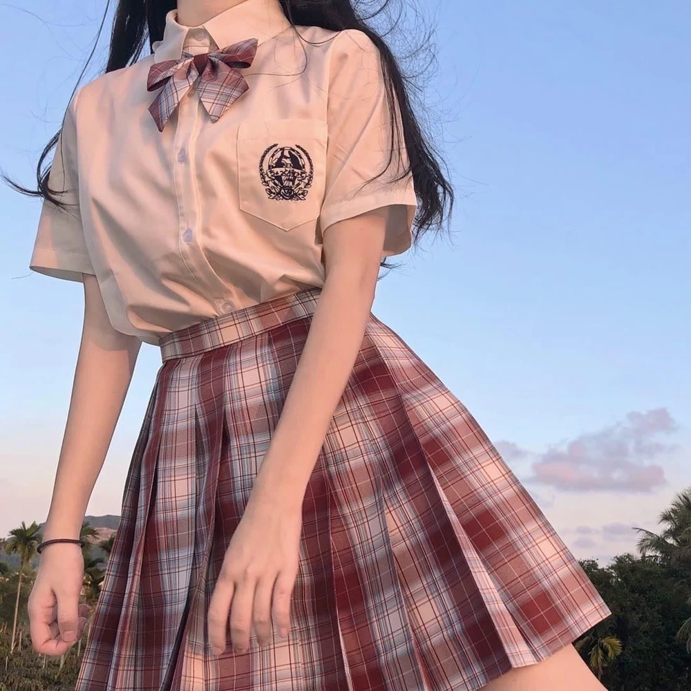 

Goldfish 2020 Summer Women Skirts Mini Plaid Pleated Skirt Stitching Student College Sweet Cute Girls Jk Uniform