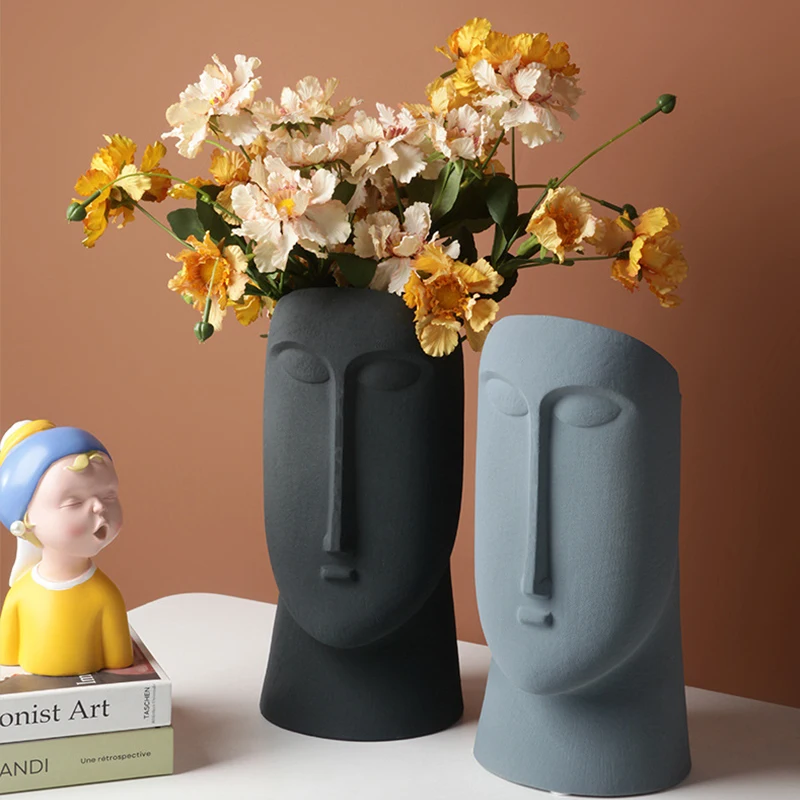 Керамическая ваза в форме головы скандинавский горшок для высушенных цветов
