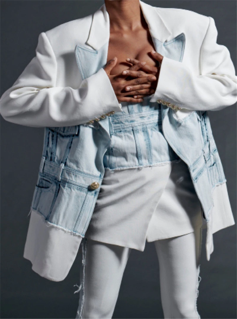 Модный костюм сшитая джинсовая куртка 2019 Осенняя новая стильная женская