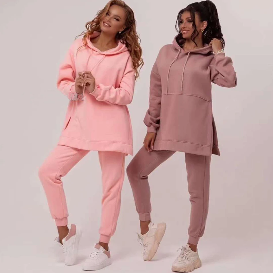 Осень-зима 2020 новый женский свитер с капюшоном + штаны повседневный спортивный