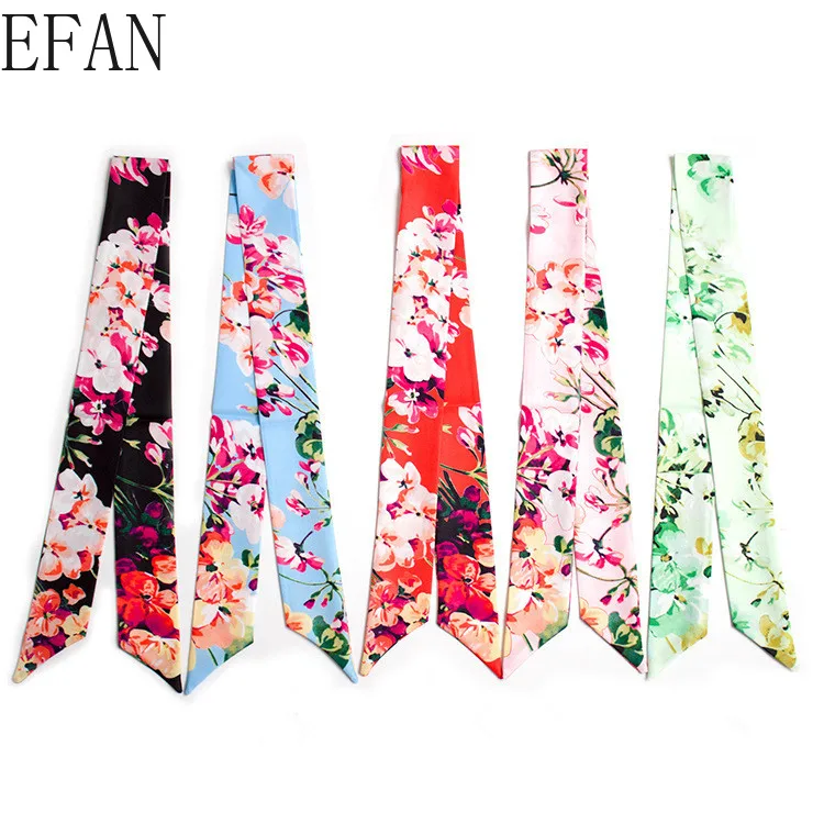 Новый дизайн герани саржевый модный шарф шелковая маленькая ручка сумка лента