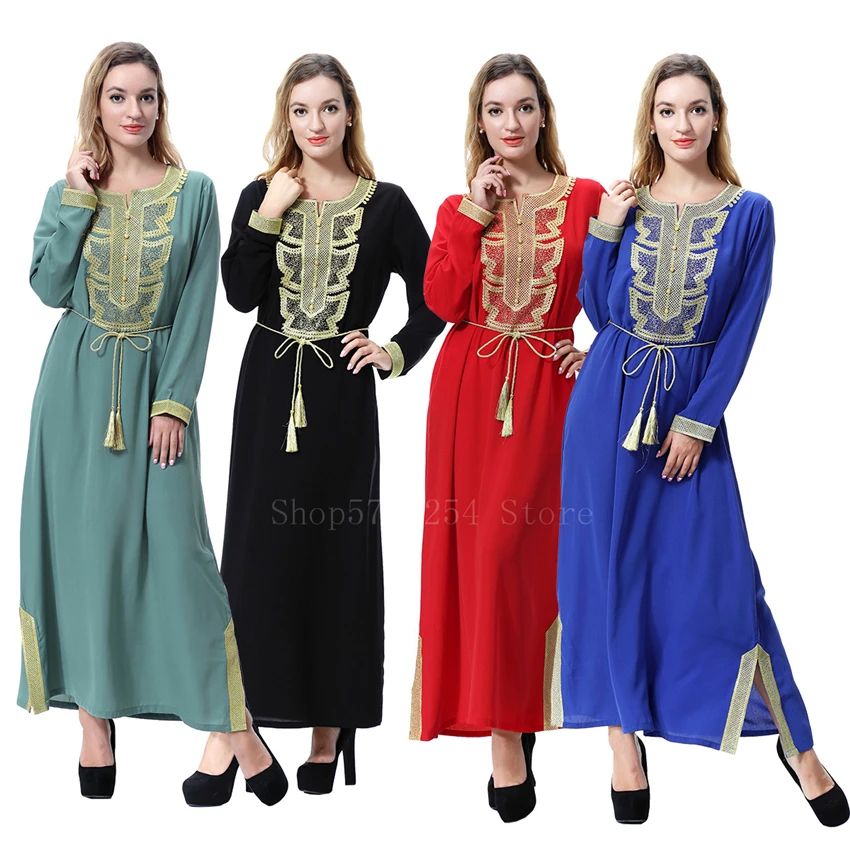 Мусульманское платье Абая из Дубая, женское макси, кафтан, турецкий, пакистанский стиль, 4 цвета, Абая, размера плюс, мусульманская одежда, мо...