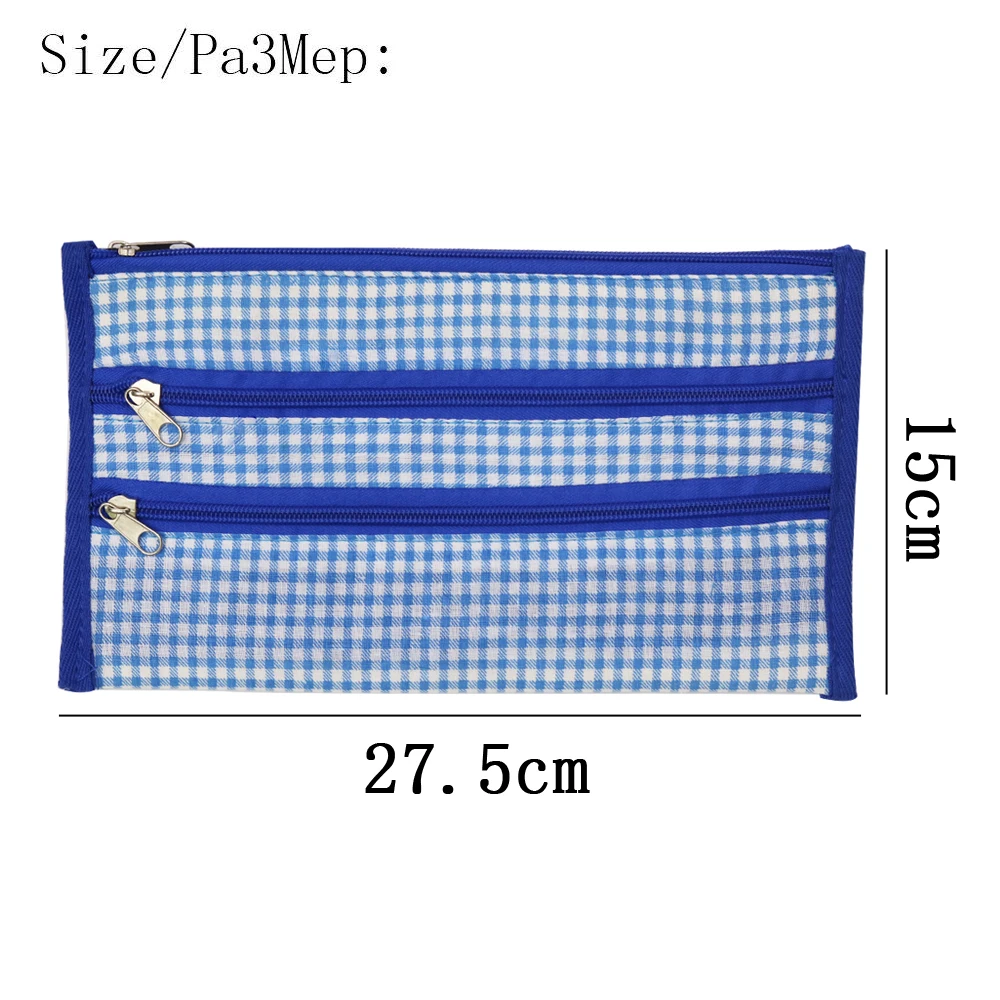 

Blue Fabric Crafts Crochet Hook Case Storage Bag Organizer Zipper Bag without Crochet Hook Accessories 27.5*15cm