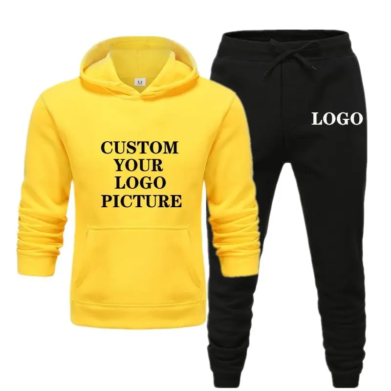 

New Brand Men Tracksuit Autumn Winter Jogging Sportswear Fahion Printed Hoodies Pants Set Customized Your Logo Picture