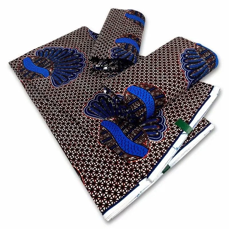 Настоящая java восковая хлопчатобумажная ткань с красным и золотым узором