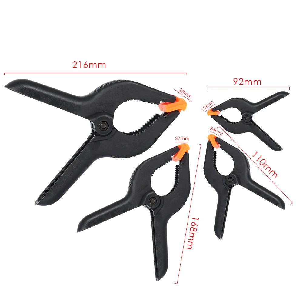 

3-9 Inch Spring Clamps DIY Woodworking Tools Plastic Nylon Clamps For Woodworking Spring Clip Photo Studio Background