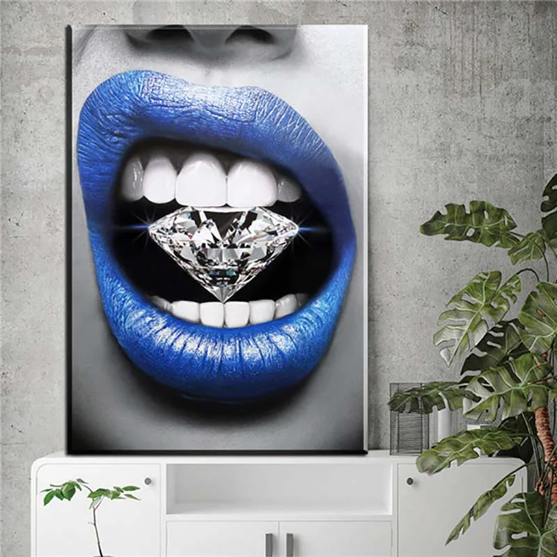 Картина на холсте в скандинавском стиле с принтом сексуальных губ алмазный шар
