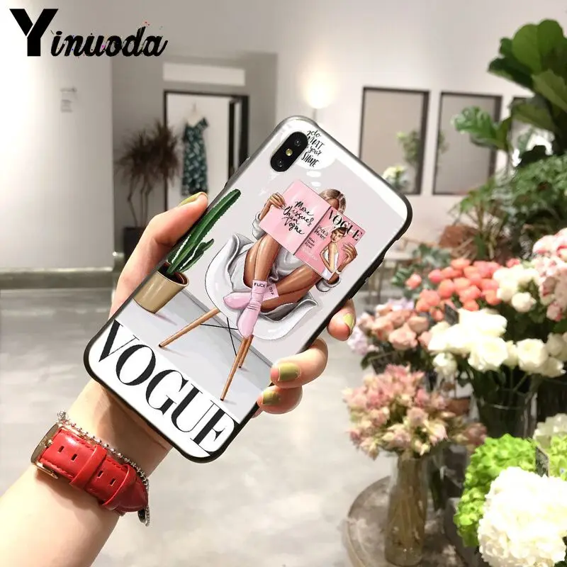 Yinuoda VOGUE Рождественский Женский кофейный мягкий чехол для телефона iPhone 6S 6plus 7plus 8