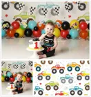 Фон для фотосъемки для мальчиков с узорами автомобиля для новорожденных Детский праздник для первого дня рождения торт разбивка фото фон для студийной фотосъемки