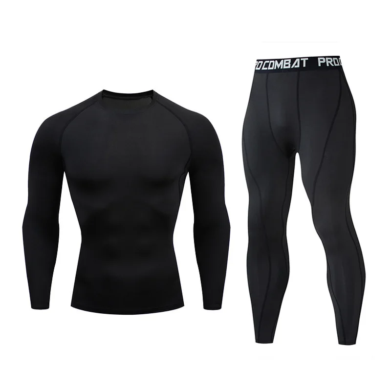 Conjunto de camiseta y mallas de compresión para hombre, ropa deportiva para correr, gimnasio, Fitness, MMA, traje de chándal de secado rápido