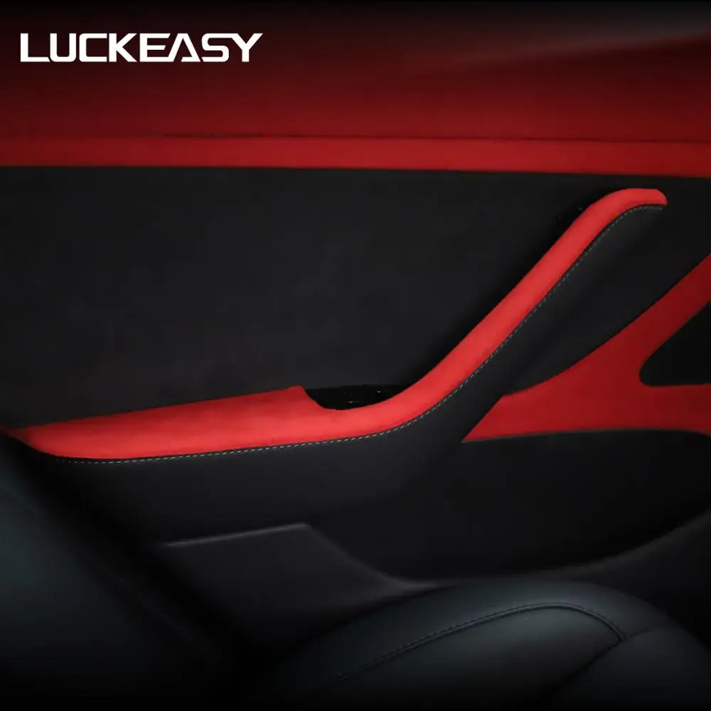 LUCKEASY Автомобильная откидная меховая дверная защита на подлокотник для Tesla модель 3- Защитная пленка для края двери