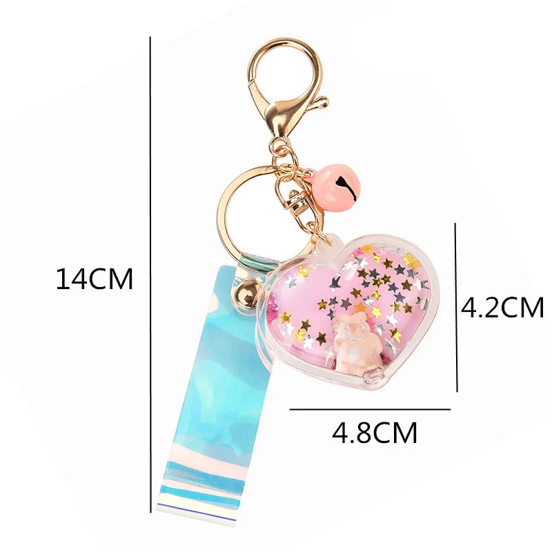 Подвижными блестками брелки для ключей Лазерная акриловые волшебные Любовь