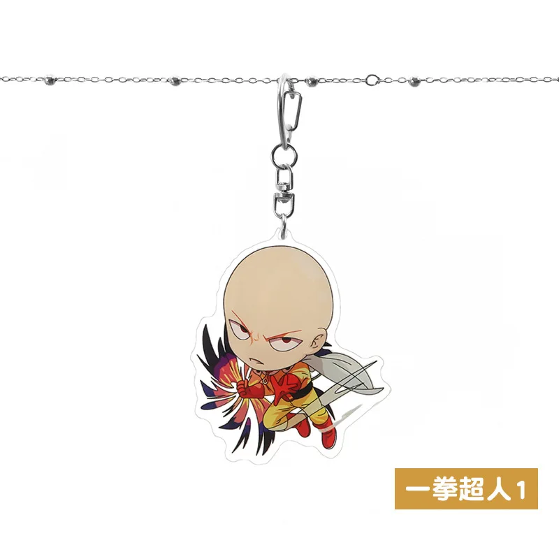 Аниме One Punch Man брелок Сайтама милый забавный мультфильм акриловое кольцо для ключей модная новинка Персонализированная подвеска ювелирное изделие подарок брелок