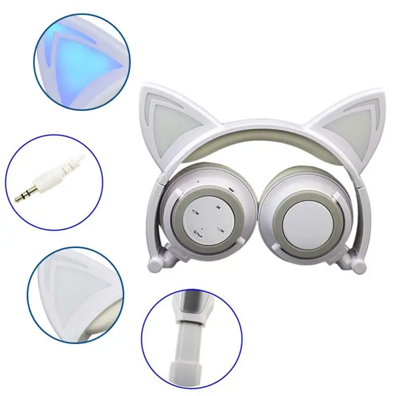 LED Ear Headphone Cat Earphone Flashing Glowing Headset Gaming Earphones For Adult And Children Headphones 2020 | Электроника
