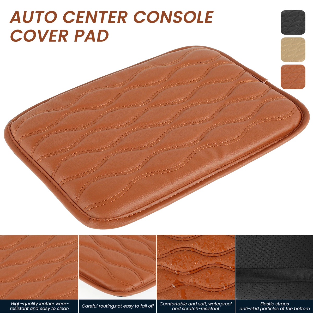 

1pc Car Armrest Cover Universal Car Armrest Pad Waterproof PU Leather Car Center Console Cover 11.6 x 8 x 14.96 Inch