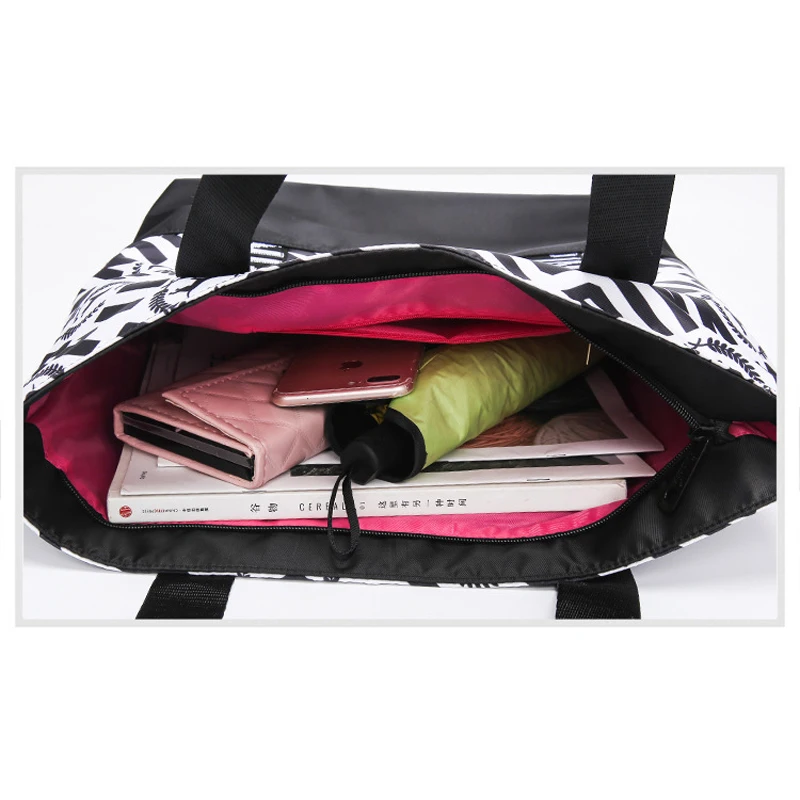 fashion casual ladies nylon handbag letter pattern shoulder bag large capacity waterproof top handle bags free global shipping