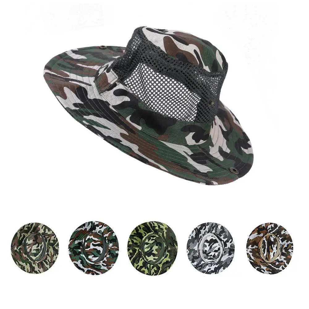 Для мужчин и женщин Военная камуфляжная Панама с широкими полями Защита от