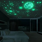 435 шт.компл. светящиеся 3D наклейки на стену в виде звезд, Луны, точек, для детской комнаты, спальни, потолочное украшение для дома флуоресцентные, светится в темноте 