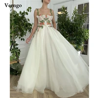 verngo fairy white a line organza evening dress 2021 strapless draped flowers corset floor length prom gowns with velour belt