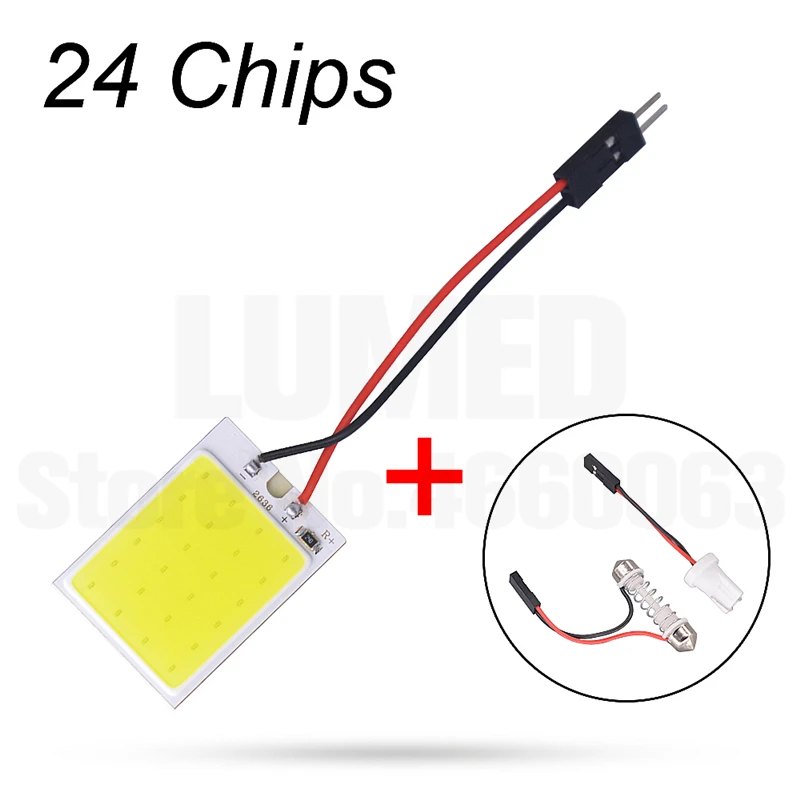 Автомобильный светодиодный светильник T10 Festoon COB W5W C5W T4W, светодиодный панельный светильник для автомобиля, лампа для чтения в салоне автомобиля, купольный светильник DC 12V - Испускаемый цвет: 24 Chips