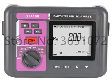 Интеллектуальный 4 полюсный Измеритель сопротивления заземления ST4106 с ЖК