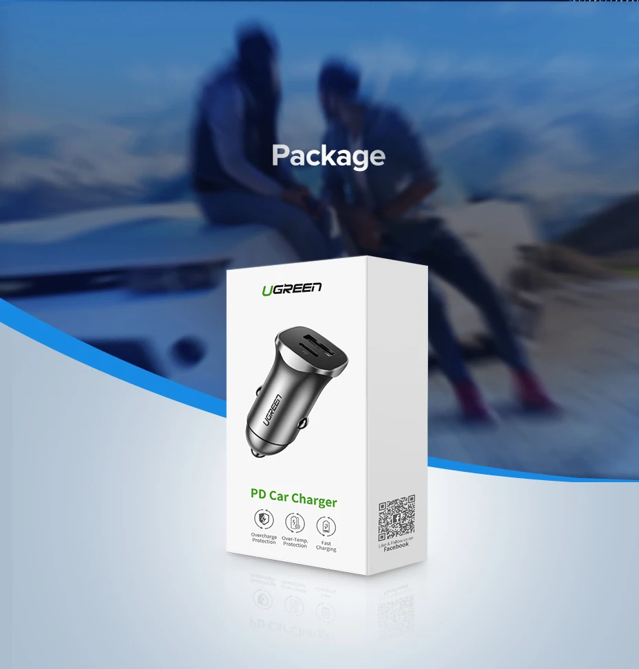 Ugreen Quick Charge 4.0 3.0 QC USB Car Charger for Xiaomi QC4.0 QC3.0 18W Type C PD Car Charging for iPhone 11 X Xs 8 PD Charger