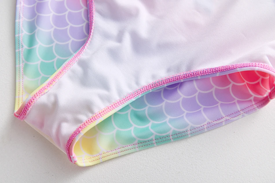 Купальник-Русалка для девочек слитный Радужный купальник-Русалка пляжный бикини