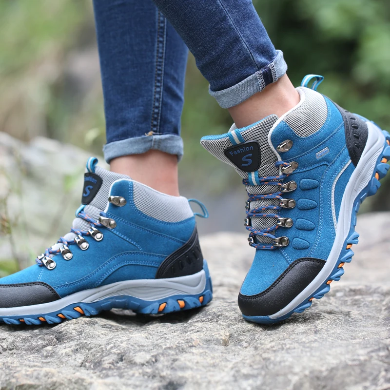 Men Women Hiking Trekking Boots High Top Tactical Hunting Climbing Shoes Waterproof Outdoor Sports Nubuck Plush |