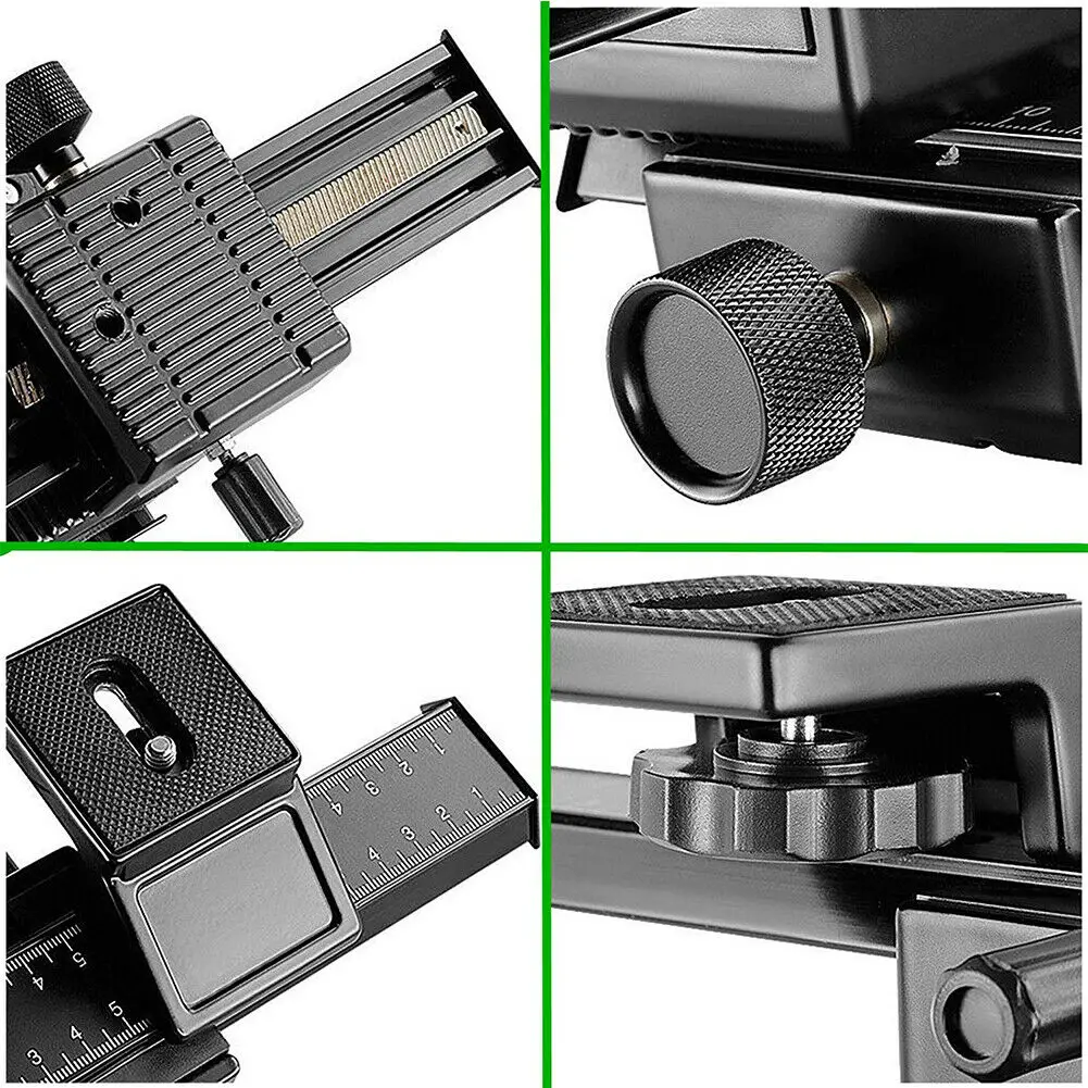 4 Way Macro Focusing Rail Slider for Canon Sony Nikon Pentax Close-Up Shooting Tripod Head with 1/4 Screw DSLR Camera |