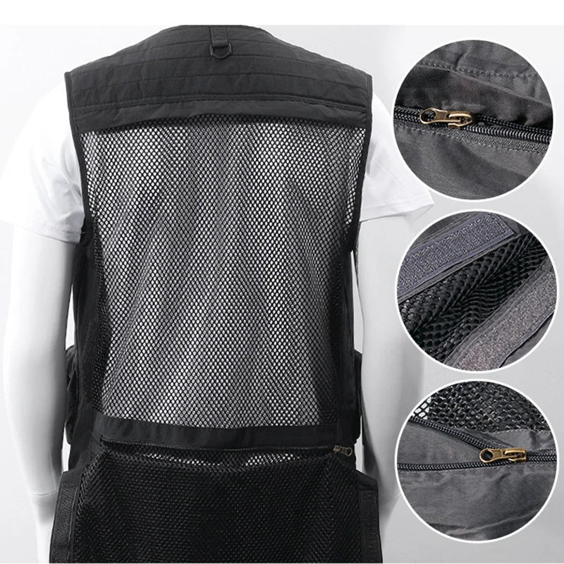 4XL мужской спорт на открытом воздухе рыбалка многокарманный жилет летняя сетка