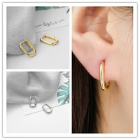 2021 new silver color geometric oval small hoop earrings for women anti allergy jewelry with s925 stamp gifts