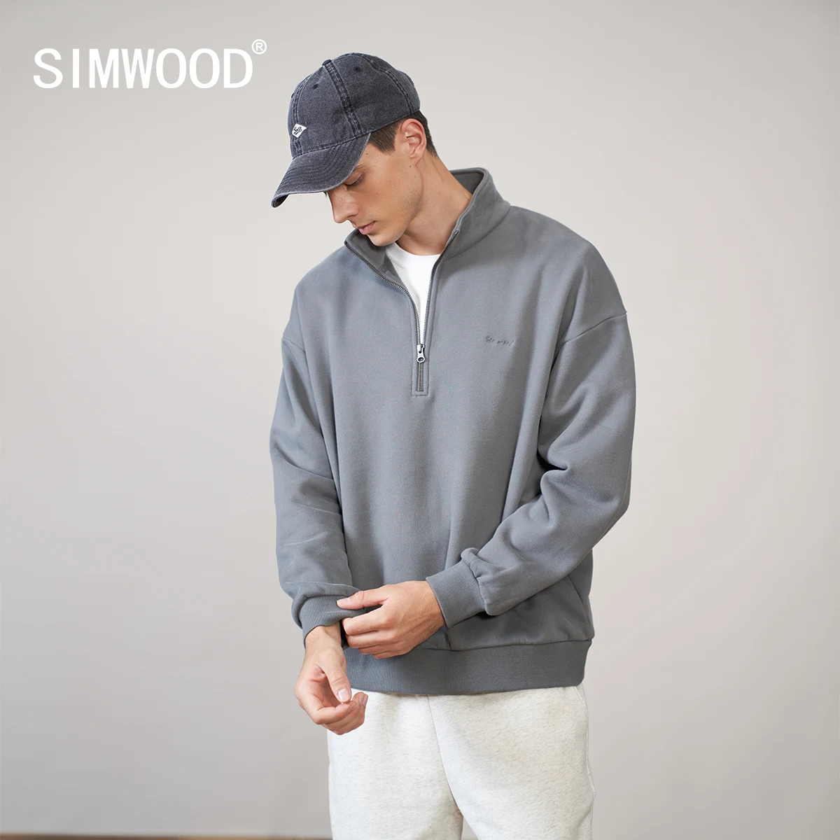 

SIMWOOD/осень 2021, новые теплые флисовые свитшоты на молнии, толстые толстовки больших размеров, свободные пуловеры размера плюс, брендовая одеж...