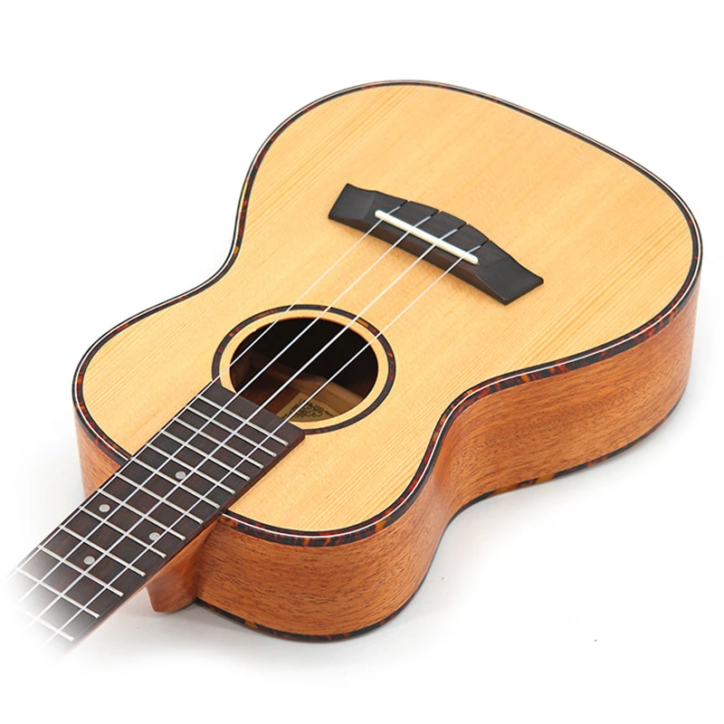 SevenAngel 23 Inch Ukulele Spruce Top Sapele back Acoustic Guitar 4 string Electric Ukelele with pickup EQ Red Celluloid Binding | Спорт и
