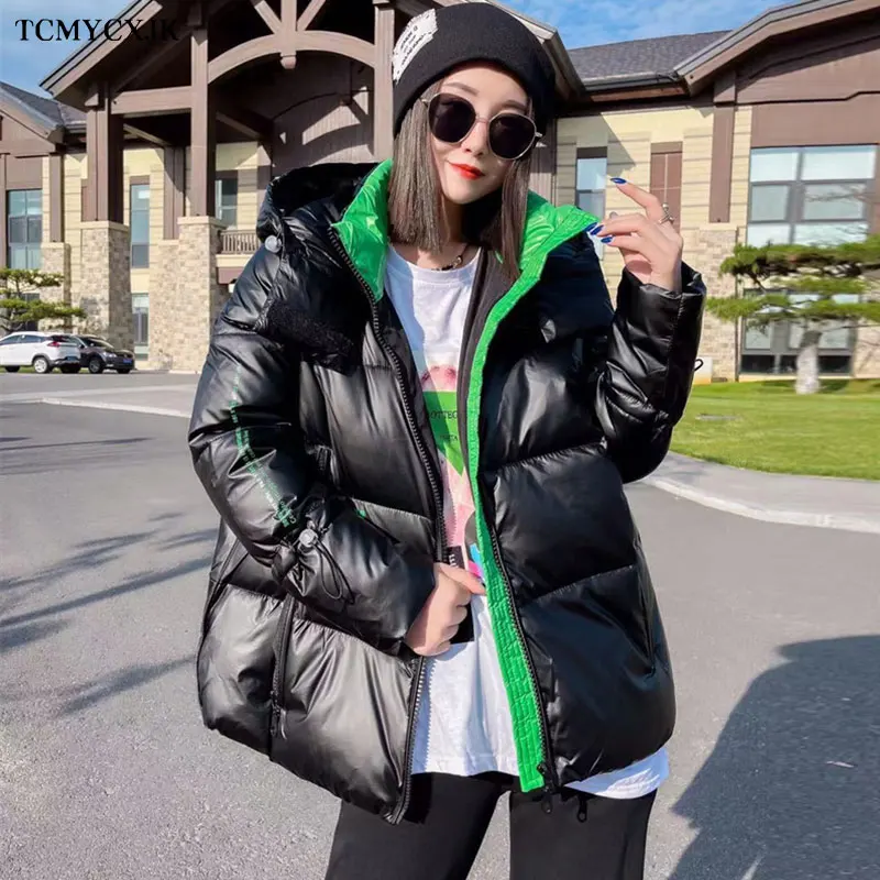 Модная яркая куртка-бомбер для женщин новинка зимы 2021 корейский пуховик из