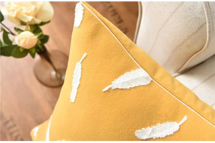 Nordic Style Feather Pattern Pillowcase Living Room Bed Room Decorative Pillow Cases 45x45cm Polyester Cotton Pillow Cover