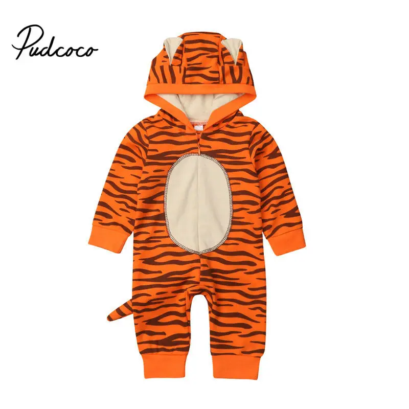 1 шт. Детский комбинезон с капюшоном и тигром|Ромперы| |