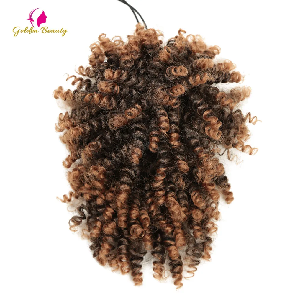 

Short Warp Bun Chignon Clip in Hairpiece Extension Synthetic Puff Afro Kinky Curly Drawstring Ponytail With Bangs Hairpiece