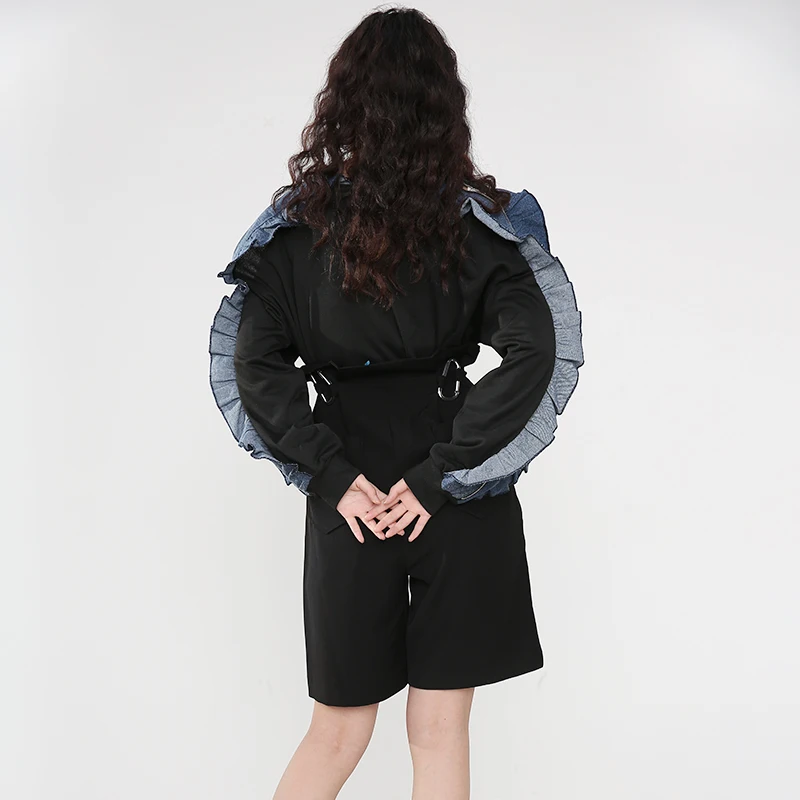 

[EAM] Loose Fit Zipper Ruffles Sweatshirt New Round Neck Long Sleeve Women Big Size Fashion Tide Spring Autumn 2021 1DD475001