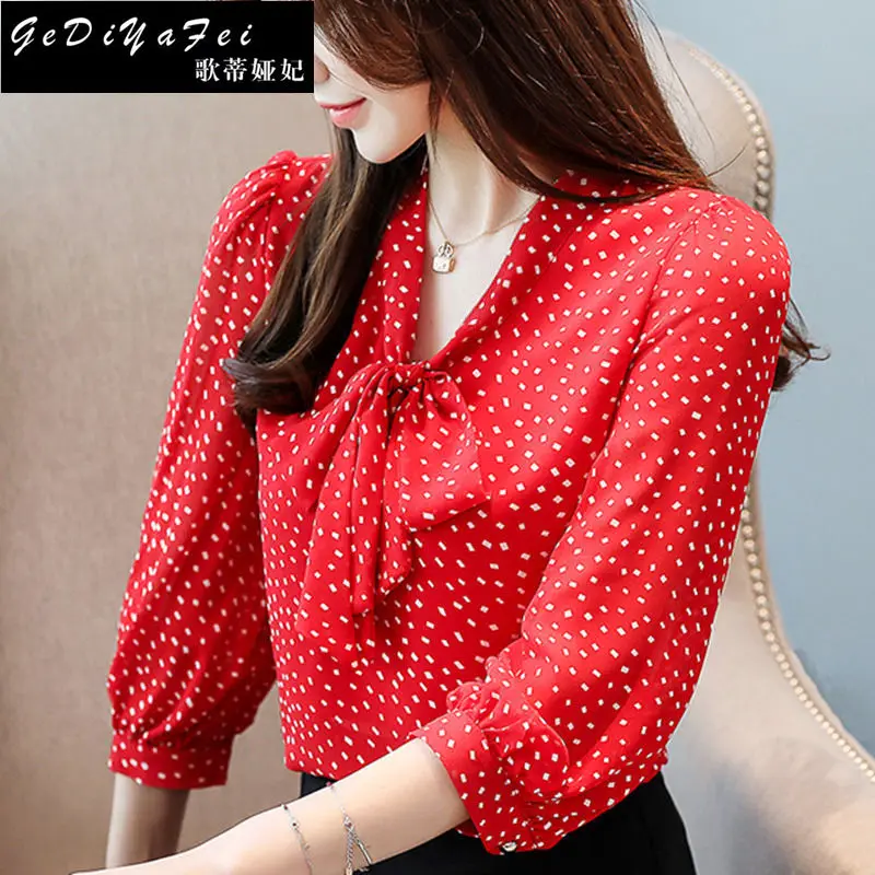 Yeniery/Новинка рубашка с бантом на рукавах волнистый Топ блуза для живота Ранняя