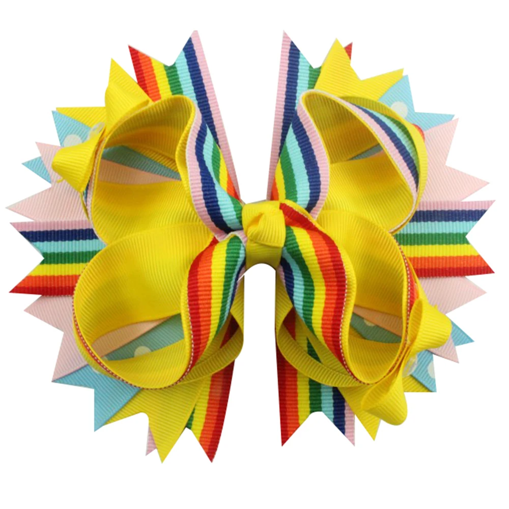 5 дюймов красочные волосы луки Аллигатор зажимы обратно в школу сложенный бант