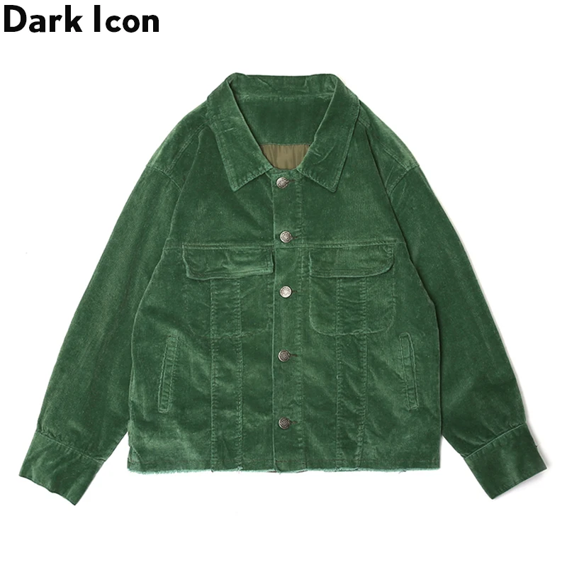 Темный значок Вельветовая куртка мужская с отложным воротником простая 2019