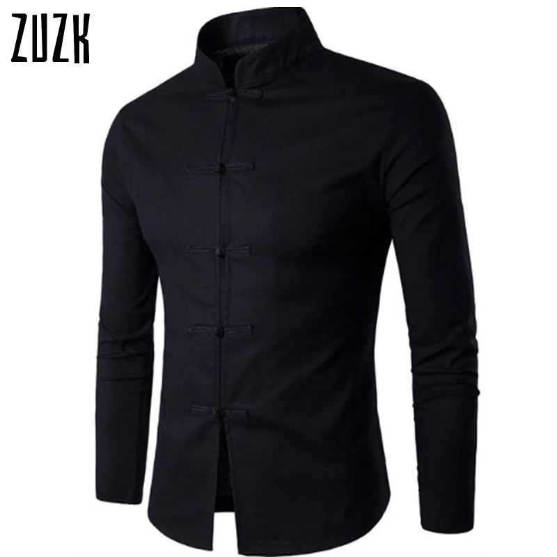 Мужская рубашка с длинным рукавом Топы Китайский ветер Тан костюм воротник