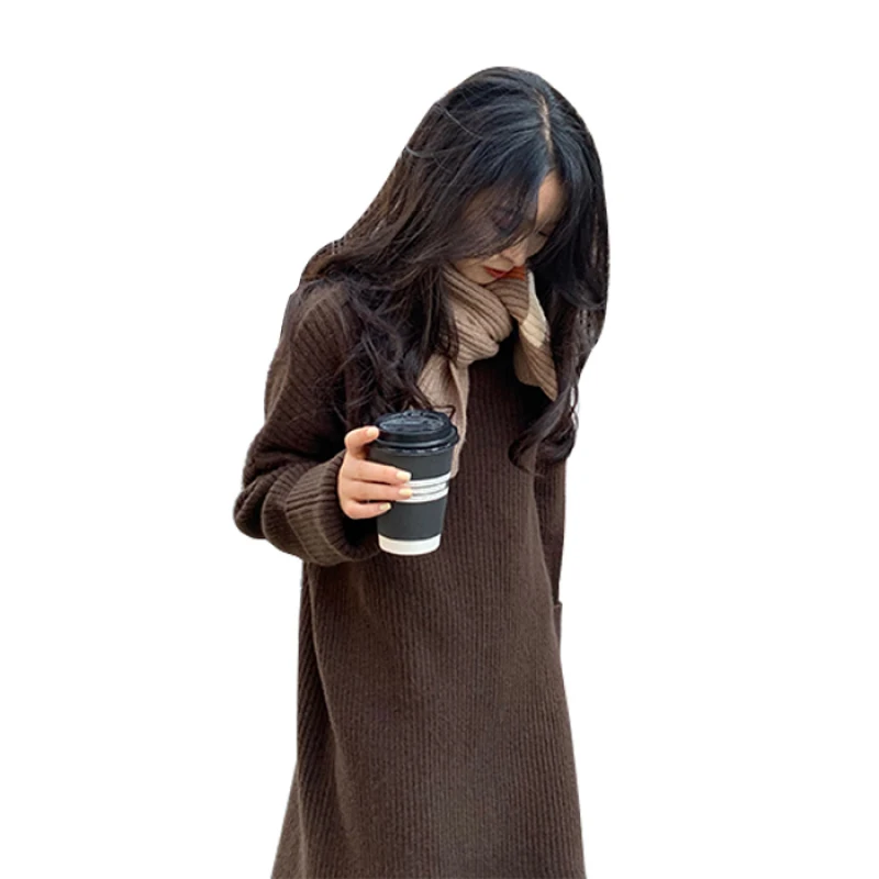 Wavsiyier Fashiond Loose Vintage Cute Solid Thick Winter Sweater Dress Women 2020 Autumn Korean Pullover Jumper Knitted Elegant