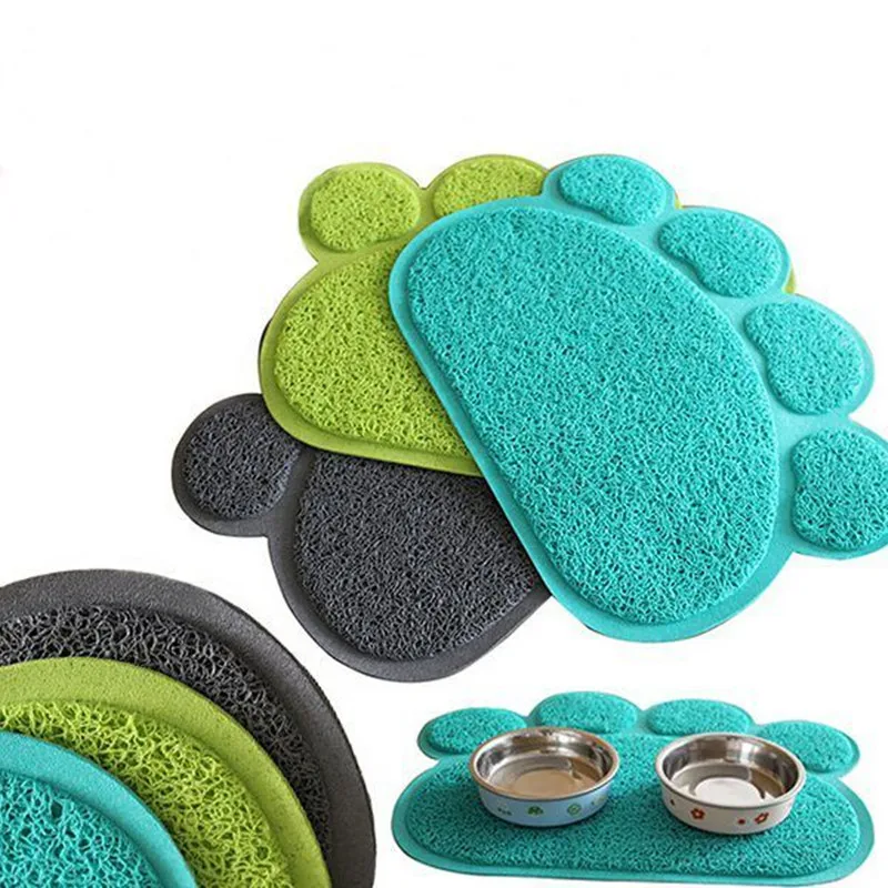 

30cm*40cm PVC Paw-Shape Dog Cat Placemat Puppy Pet Kitty Dish Bowl Food Water mat Waterproof Pets Feet Mat