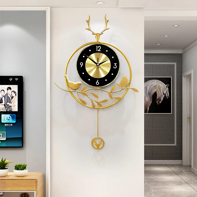 

Gold Color Large Wall Clock Pendulum Luxury Metal Modern Design Wall Clock Silent Nordic Orologio Da Parete Home Decor DL60WC