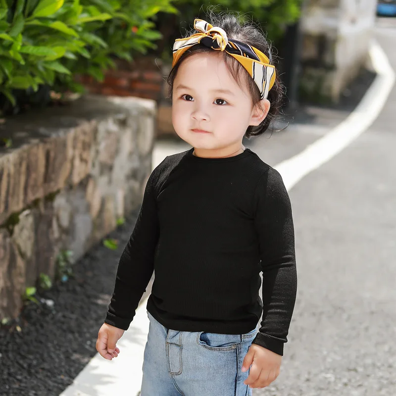 

Kids Long Sleeve Shirt Korean Baby Slim Casual Tops Boys Girls Base Tshirt Candy Color Toddler Girls Clothes Age 1 2 3 4 5 Yrs