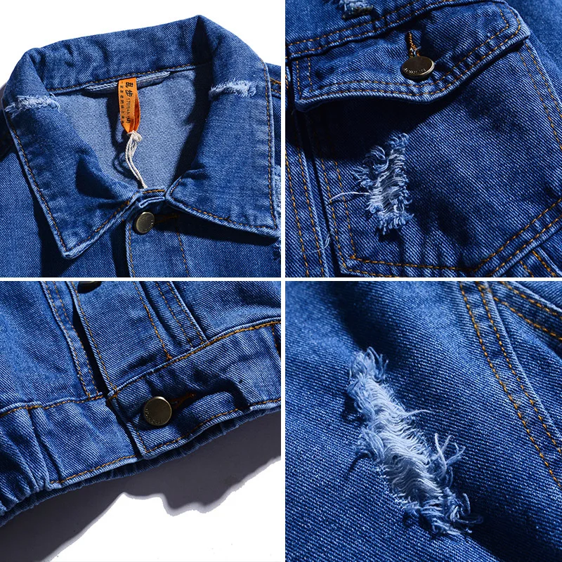 

Casual Mens Denim Jacket Bomber Jackets Men High Quality Cowboy Slim Vintage Jean Jacket Harajuku Fashion Ripped Outwear Coats
